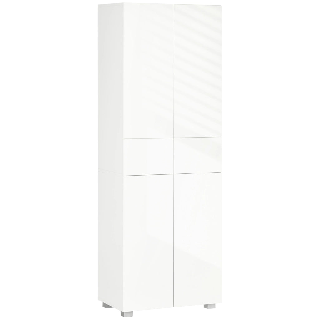 EasyComfort Dispensa Cucina con 4 Ante, 3 Ripiani Regolabili e Mensole a 5 Livelli in MDF e Truciolato, 60x35x170 cm, Bianco