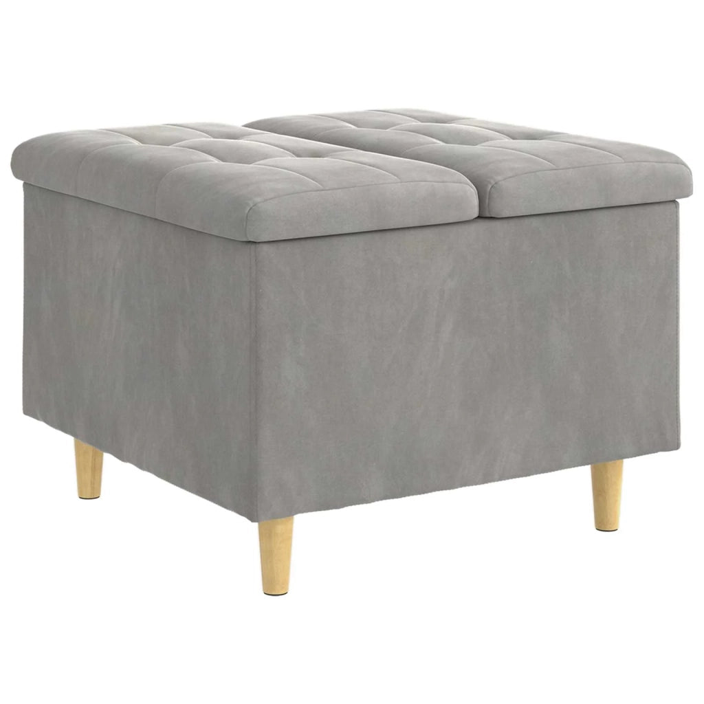 Pouf contenitore Grigio chiaro 60 x 60 x 45 cm Velluto 876825