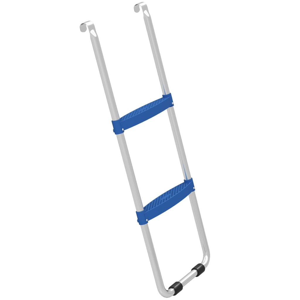 Scala per Trampolino 2 Gradini Larga con Gancio Universale ¨C Minimal ¨C Blu Acciaio Galvanizzato 97x32x7 cm