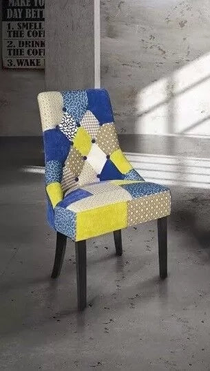 Poltrona imbottita in tessuto patchwork 56x66x94 (785) - Mobili 2G