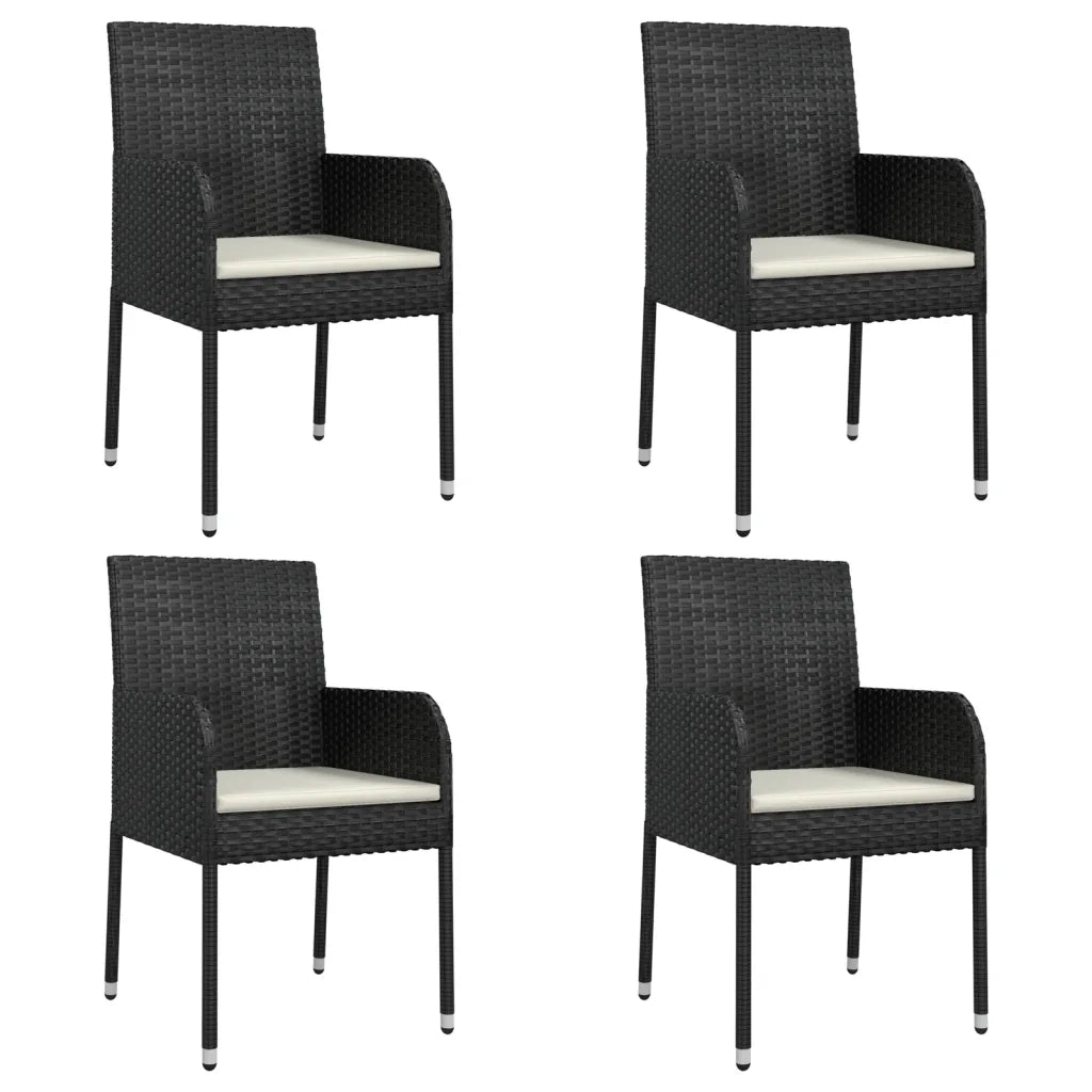 Set da Pranzo da Giardino 5 pz Nero con Cuscini in Polyrattan 3185145
