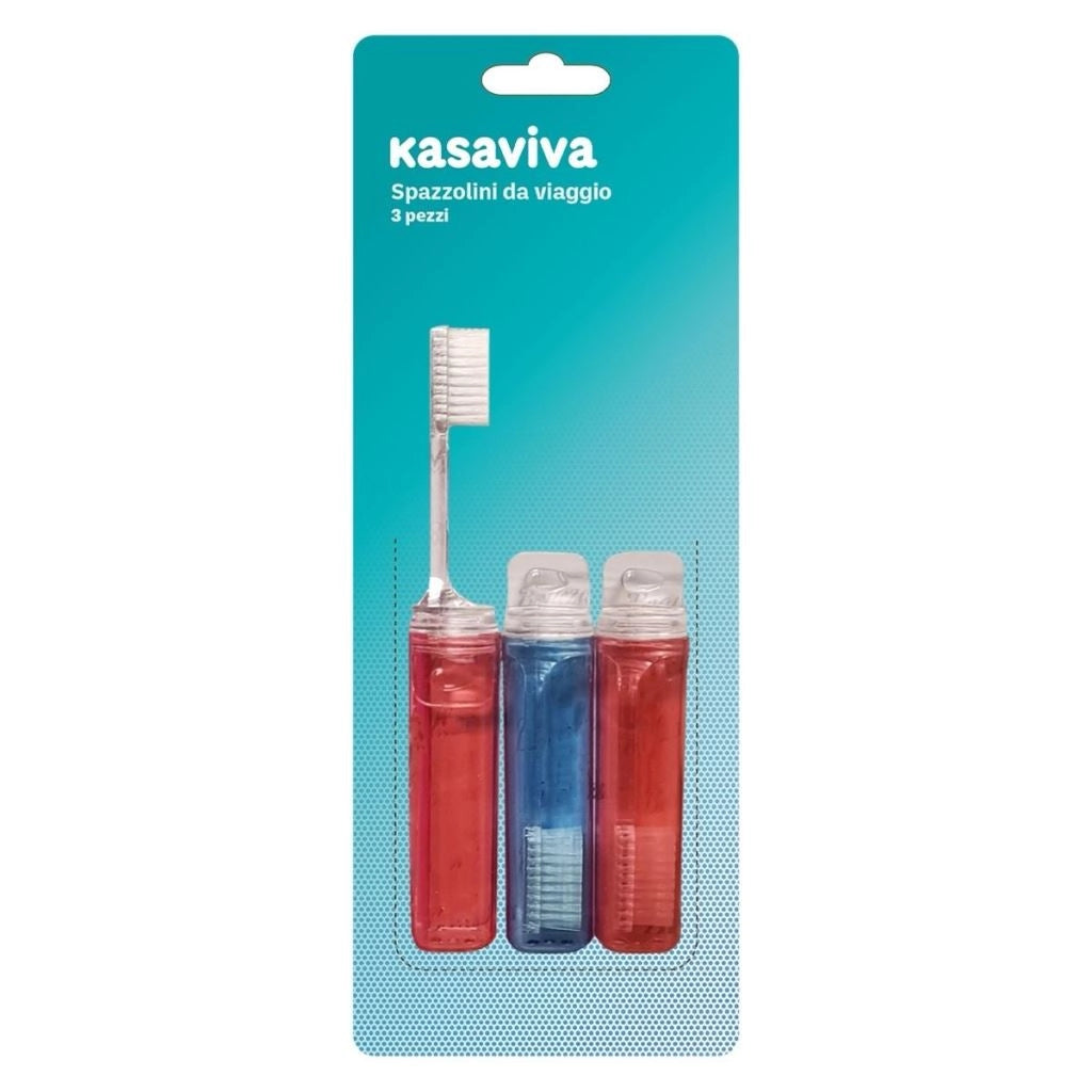 Set 3 Pezzi Spazzolino da Viaggio Portatile Multicolore