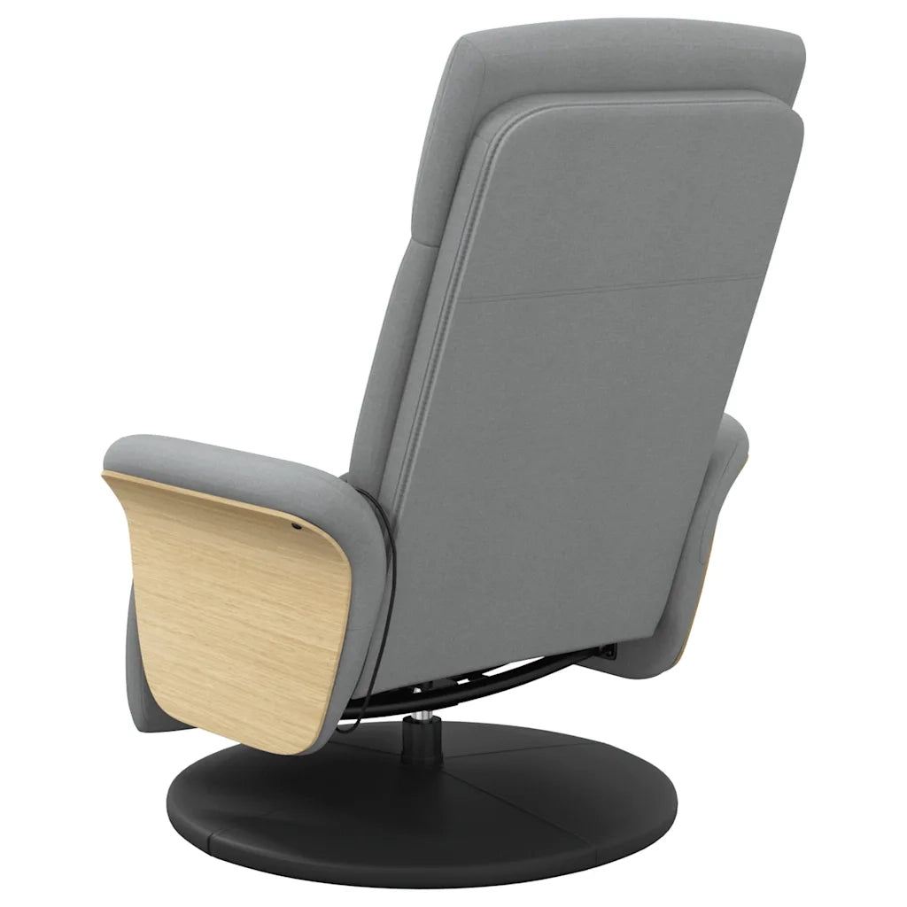 Poltrona | Sedia Relax Reclinante Massaggio Poggiapiedi Grigio Chiaro Tessuto