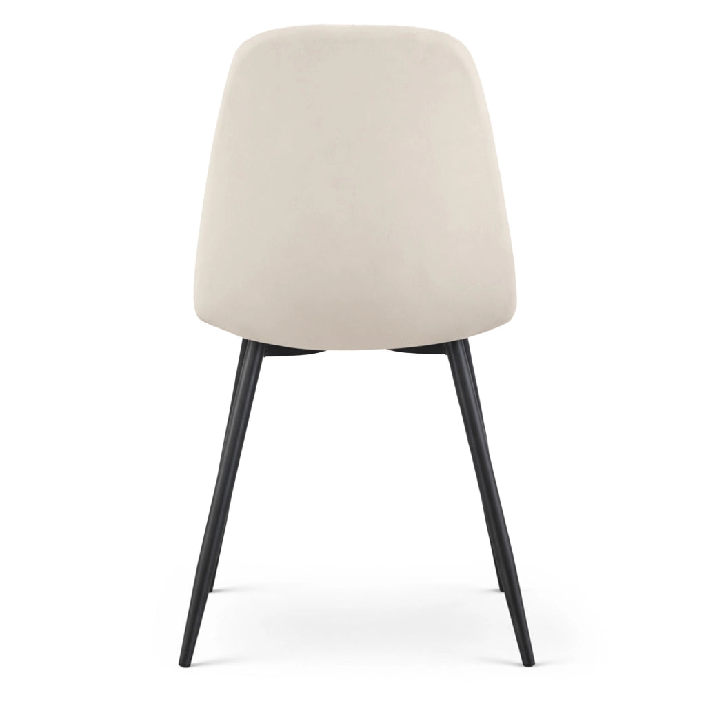 Sedia in velluto trapuntata LUMO Beige gambe nere