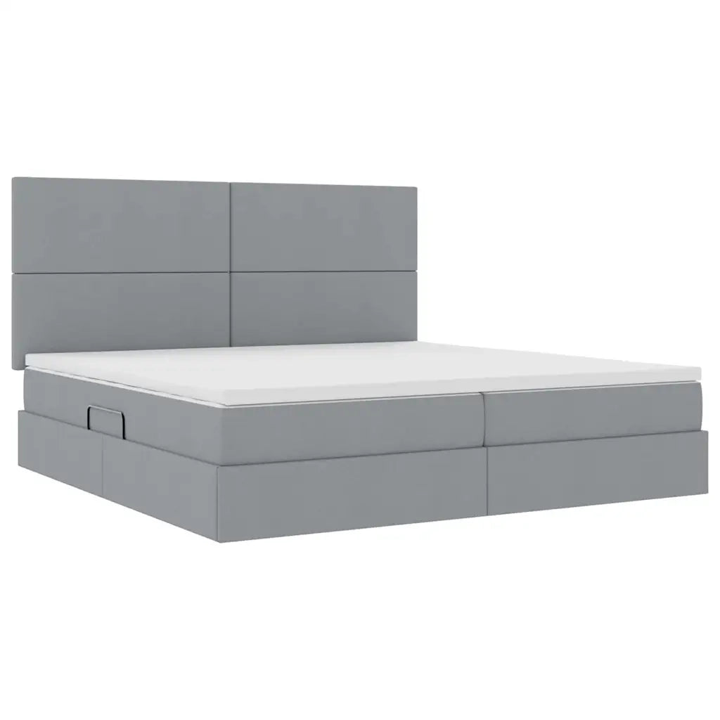 Letto con contenitore e LED con led Grigio chiaro 200 x 200 cm