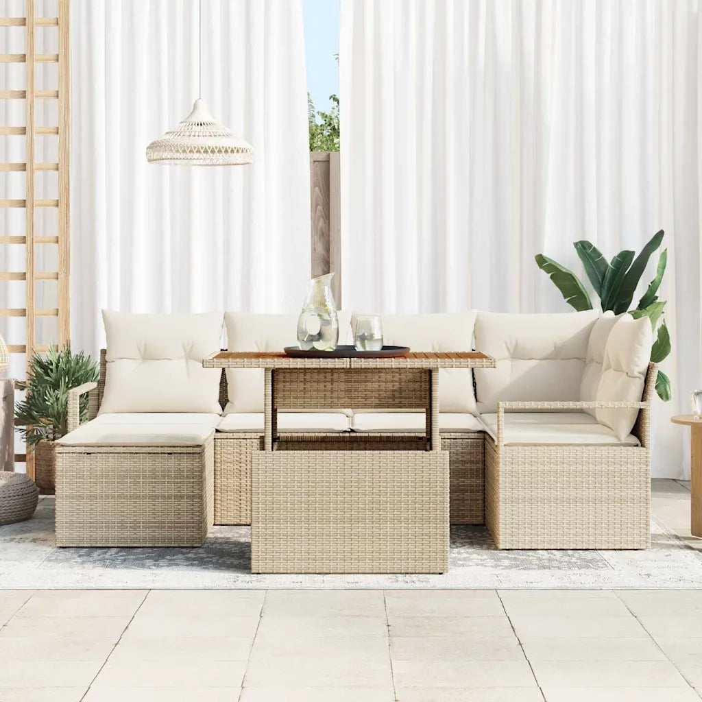 Set Divano da Giardino 7 pcs Beige Poly Rattan 3358472