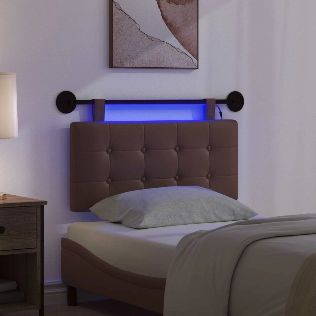 Testiera sospesa Con luce LED Marrone Similpelle 3424358