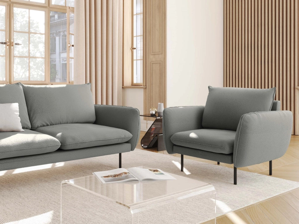 Cosmopolitan Design - Poltrona "Vienna" in bouclé grigio 