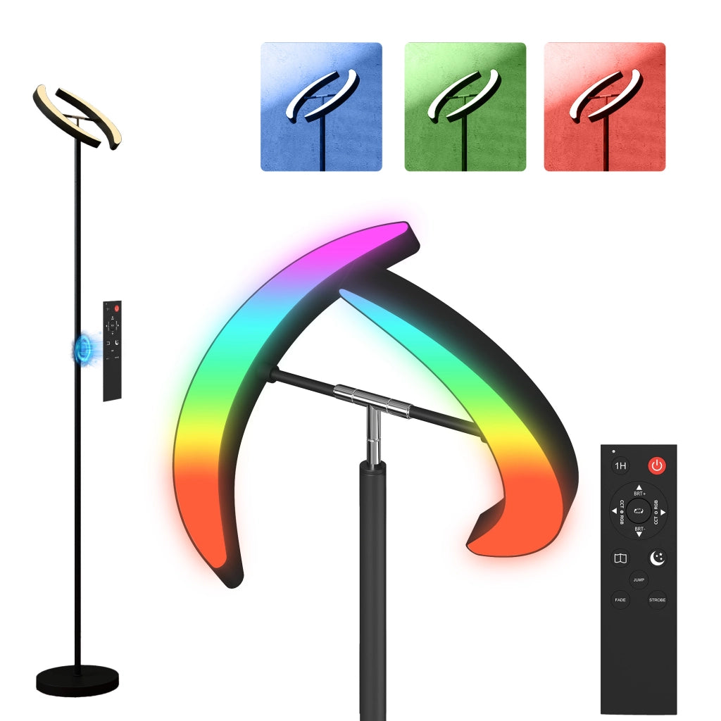 Lampada da terra RGB regolabile e orientabile ¨C zephmum ¨C Nero