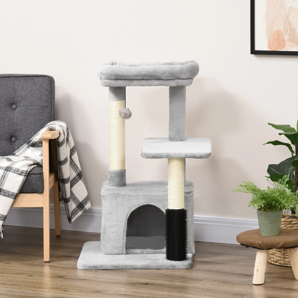 TIRAGRAFFI Multilivello 48x48x85 cm Grigio Chiaro con cuccia e pallina
