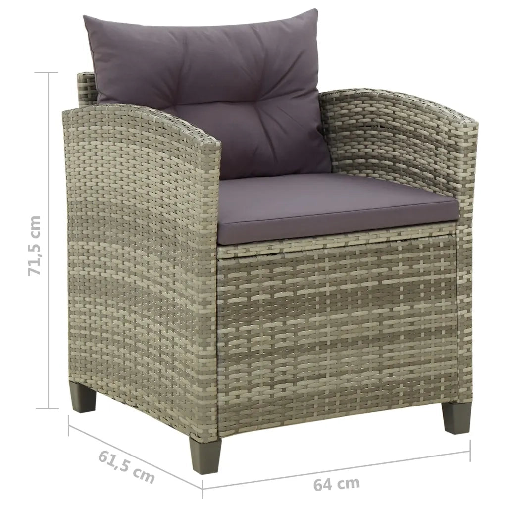 Sedia da Giardino | Sedie da Esterno con Cuscini in Polyrattan Grigio