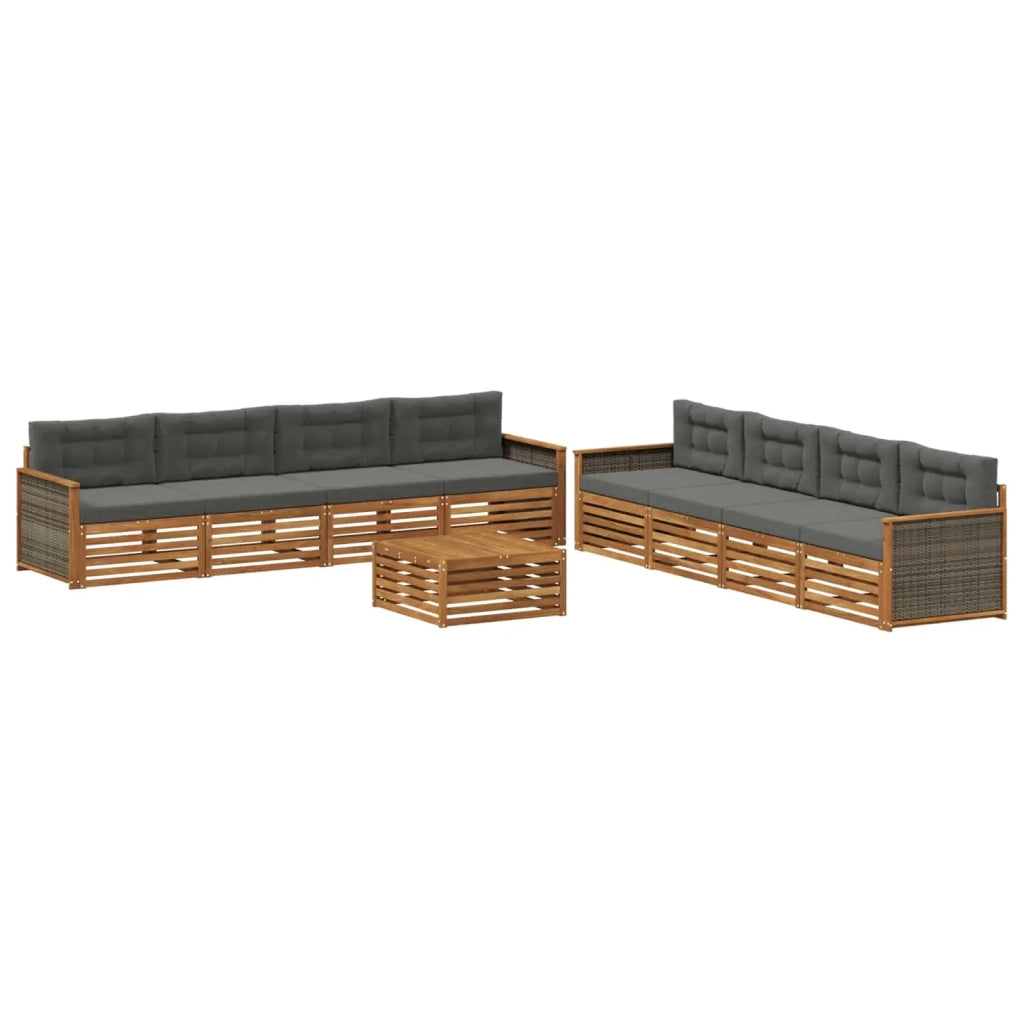 Set di divani da esterno con cuscino 9 pcs Naturale e Antracite 3383170
