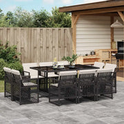 Set da Pranzo da Giardino 11 pz con Cuscini in Polyrattan Nero 3210846
