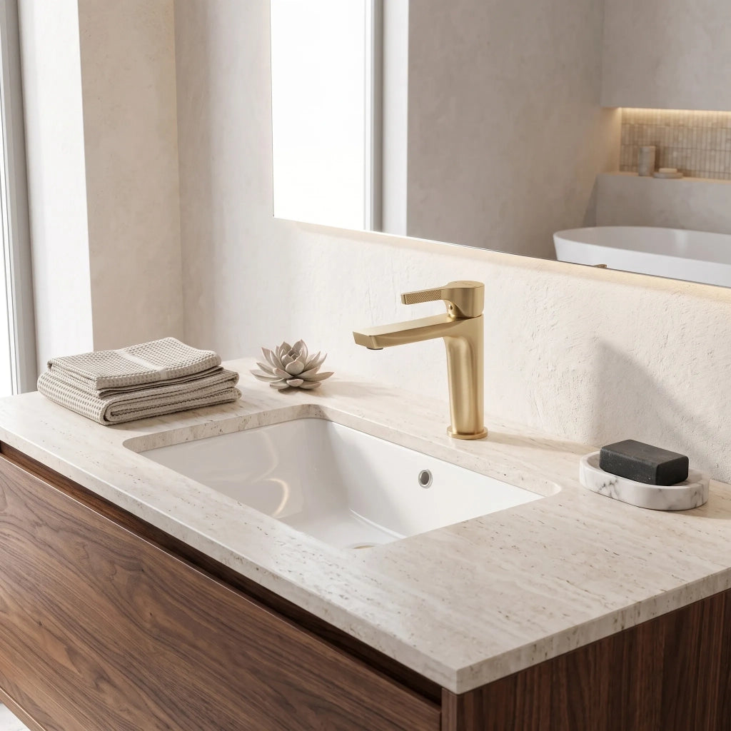 Rubinetto Da Lavabo Premium Rea Maxim Brush Gold Low