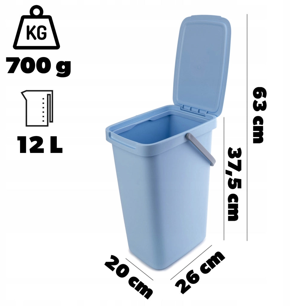 Cestino per rifiuti KADAX con coperchio, secchio per la raccolta differenziata da 12 litri.