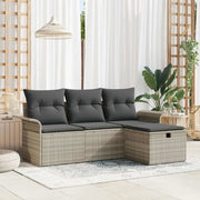 Set Divano da Giardino con cuscino 4 pcs Poly Rattan
