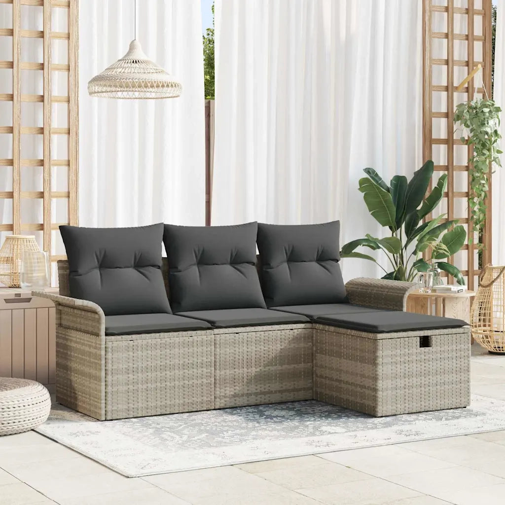 Set Divano da Giardino con cuscino 4 pcs Poly Rattan