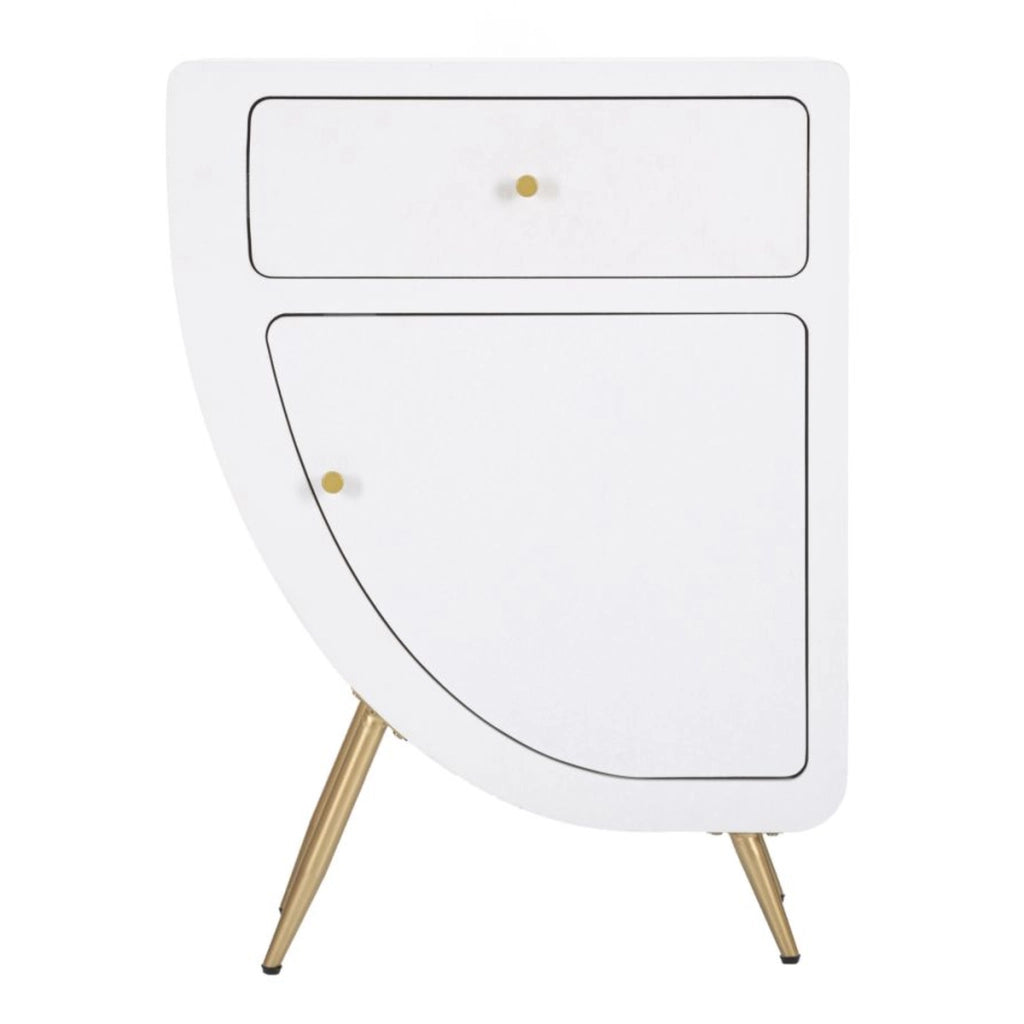 Comodino VKH16, Bianco, MDF, 60x32x79 cm
