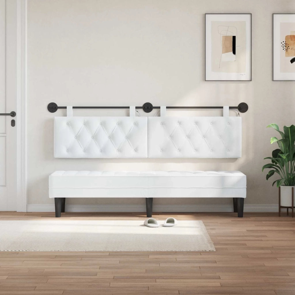Testiera sospesa Con luce LED Bianco Tessuto 3424690