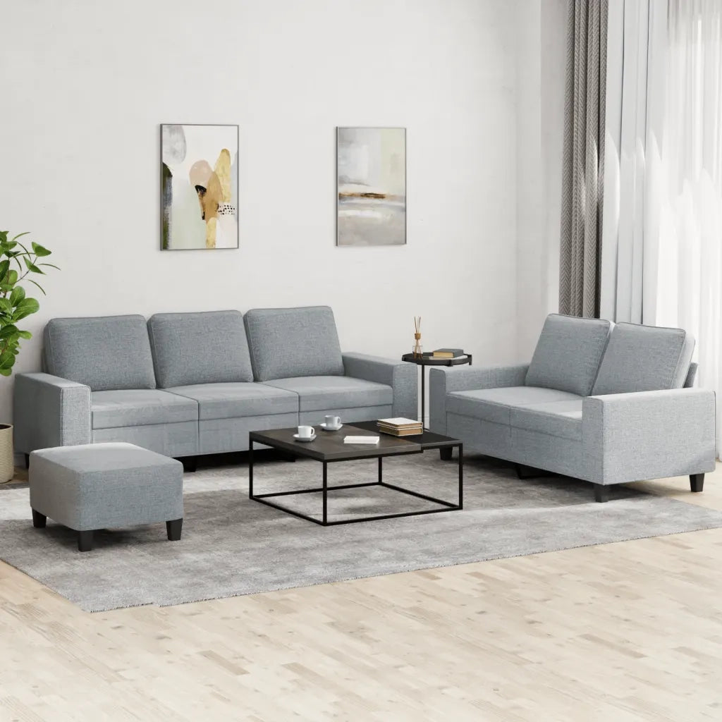 Set di Divani 3 pz Grigio Chiaro in Tessuto 3201906