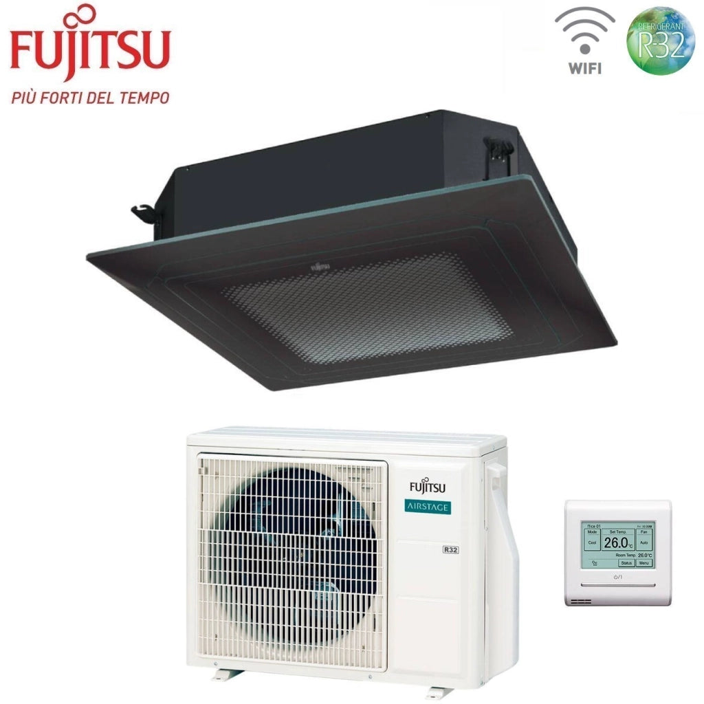 Condizionatore a Cassetta Fujitsu KR Eco Circular Flow Black 18000 Btu AUXG18KRLB R-32 Wi-Fi Optional con Griglia e Filocomando