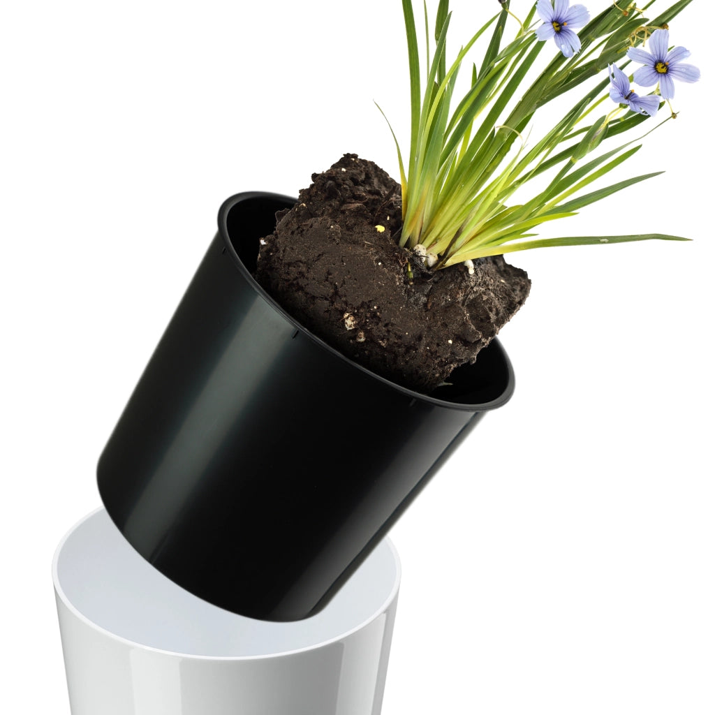 Vaso da fiori KADAX 57 cm con coperchio e inserto, in plastica bianca.
