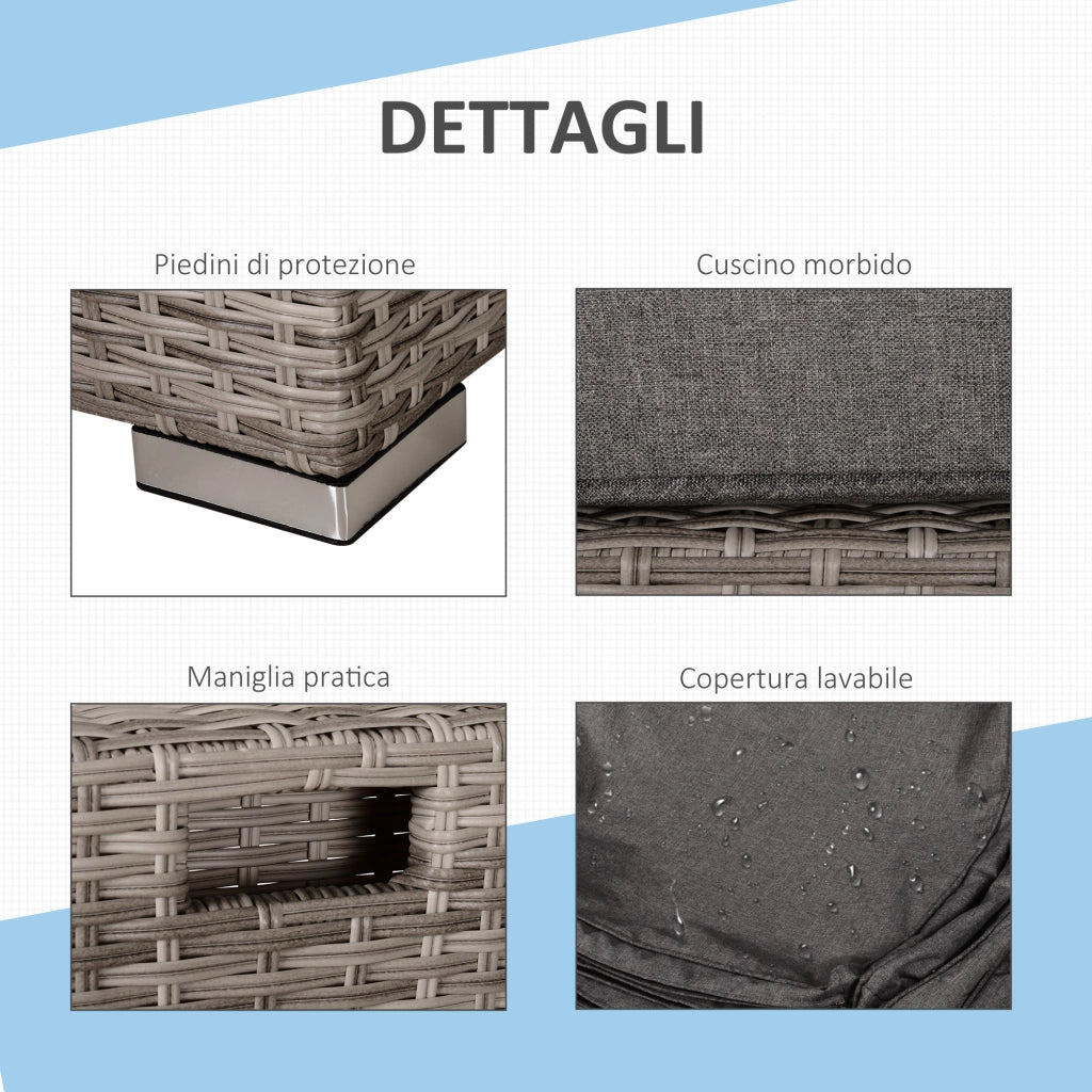 Set Salotto da Giardino 8 Pezzi ¨C Xylo ¨C Polyrattan Grigio con Poltrone Tavolini Sgabelli Salvaspazio