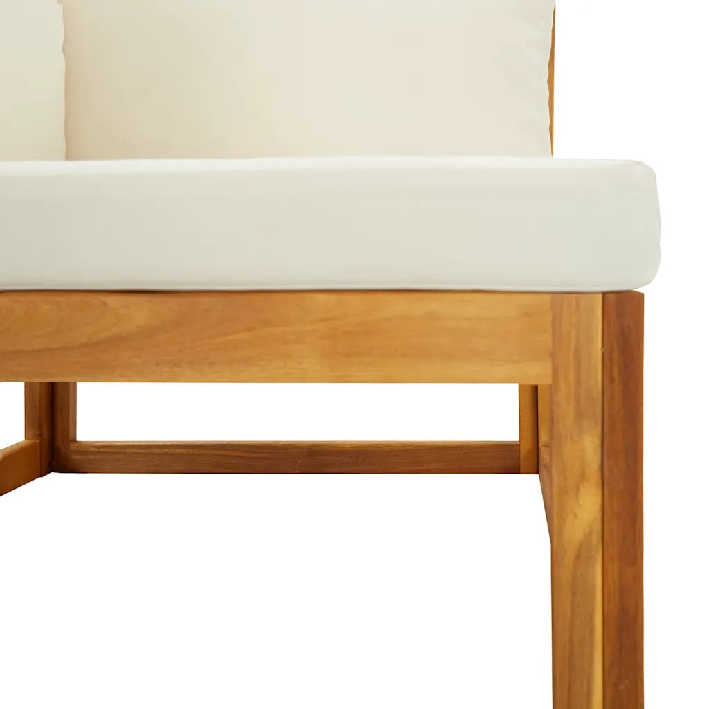 Divano Angolare Modulare Cuscini Bianco Crema Massello d'Acacia