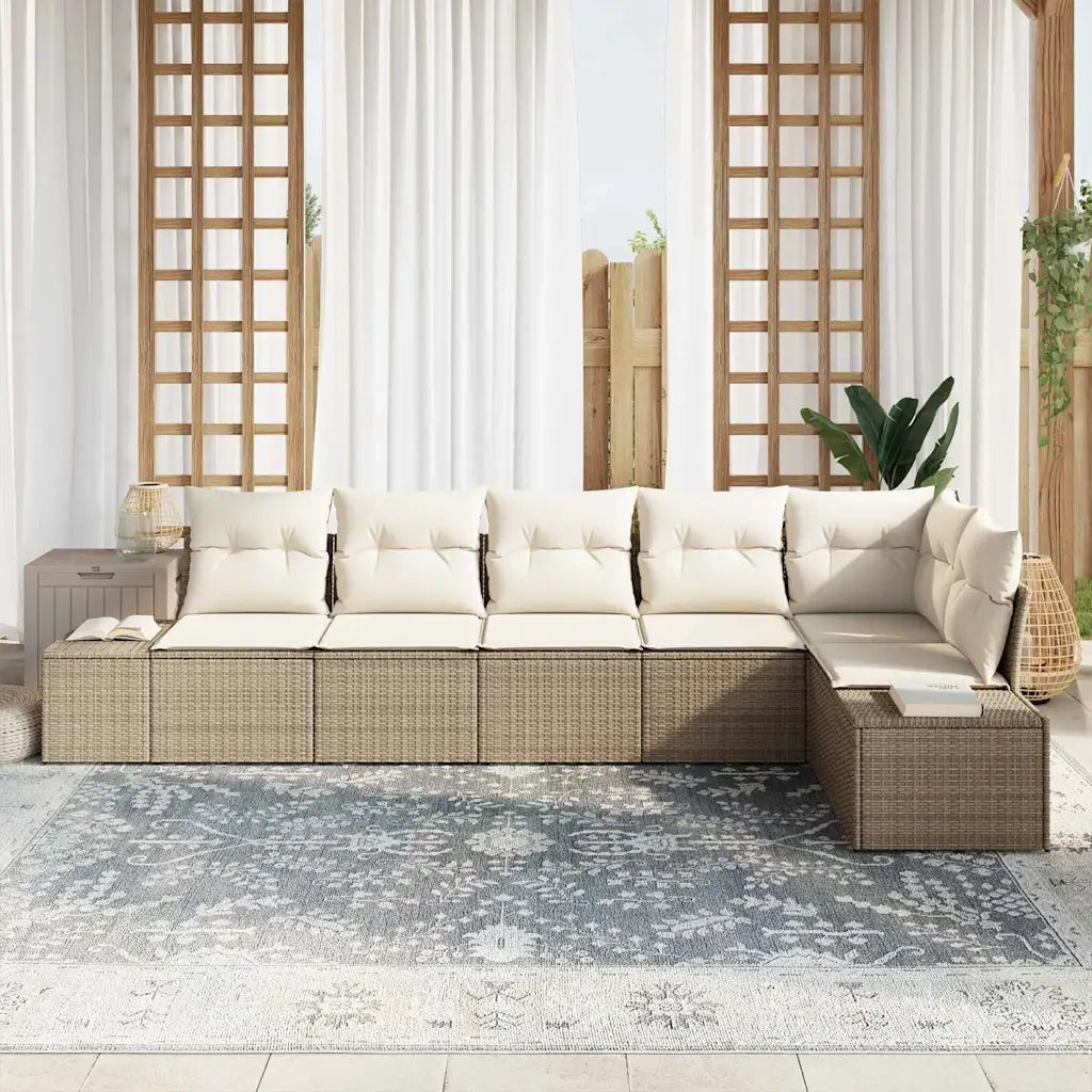Set Divano da Giardino 6 pcs Beige e Crema polyrattan 3355750