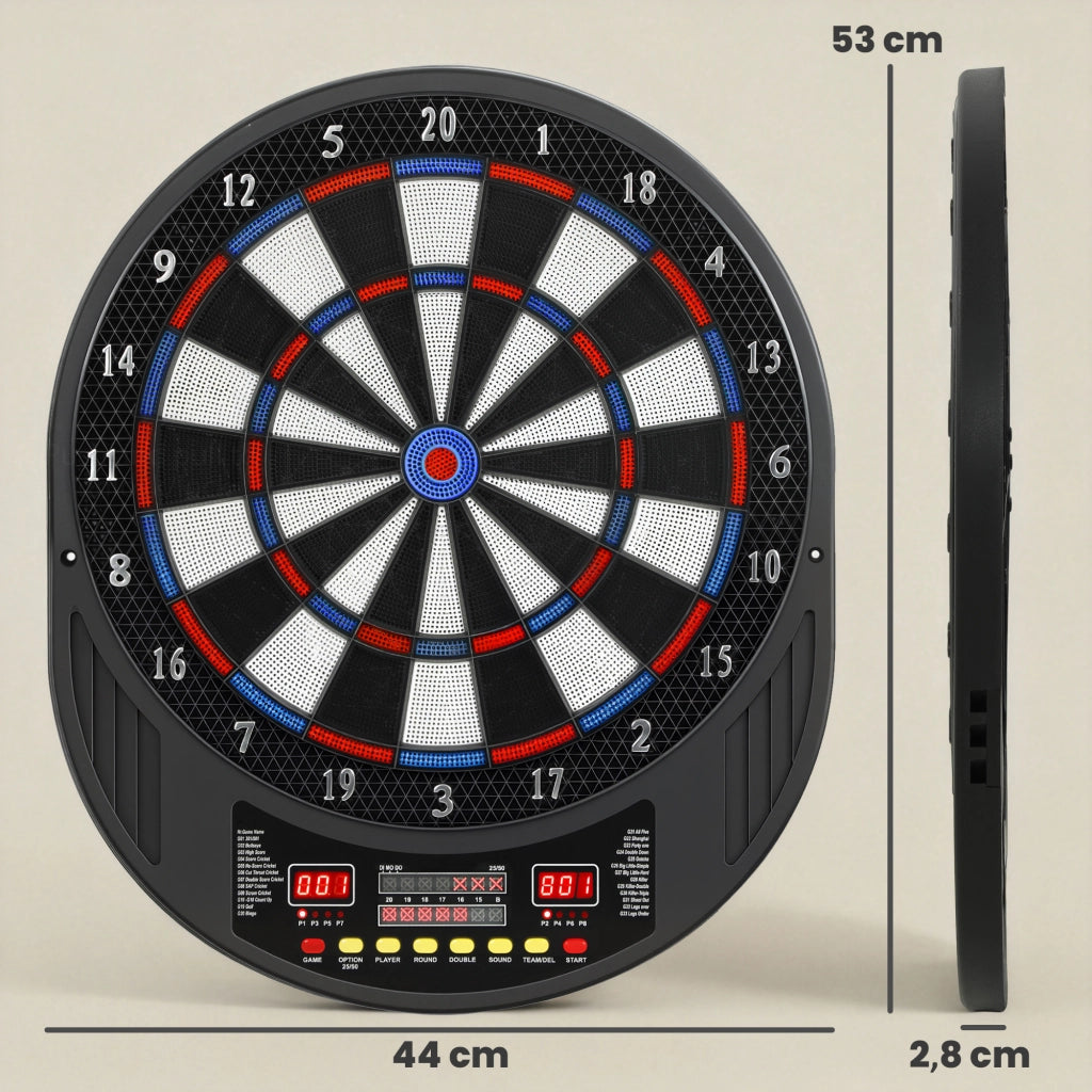 Gioco di freccette elettronico con punte morbide ¨C zephmum ¨C 2 schermi LED, 33 giochi, 8 giocatori