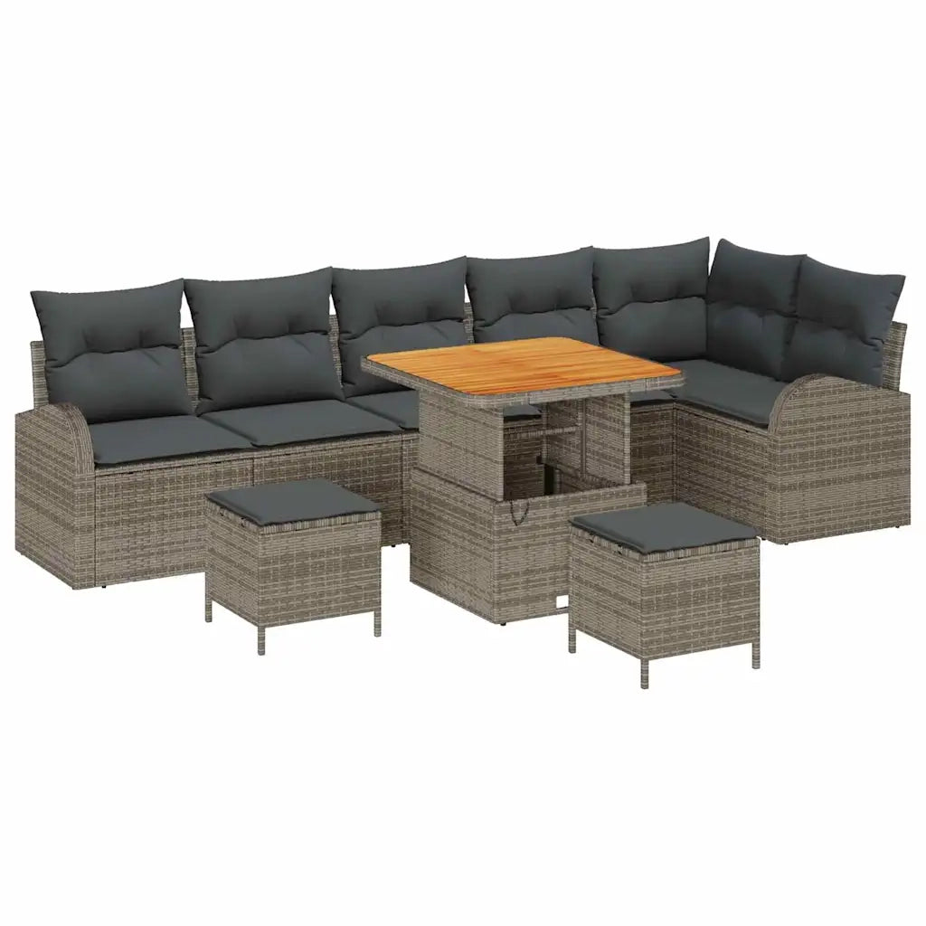 Set Divano da Giardino con cuscino 9 pcs Grigio polyrattan 3362413