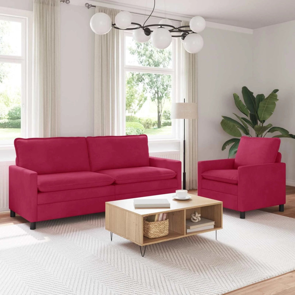 Set di divani 2 pcs Rosso Vino Velluto 3417113