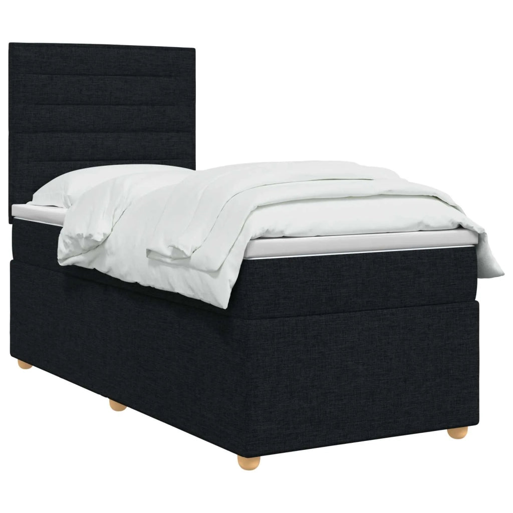 Letto box spring con materasso Nero 90 x 200 cm Tessuto 3455254
