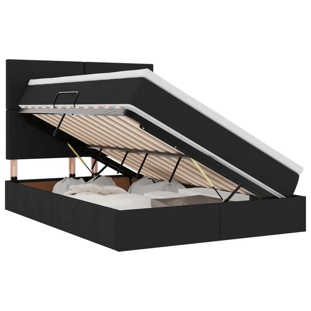 Letto con contenitore e LED Nero 140 x 200 cm Poliestere