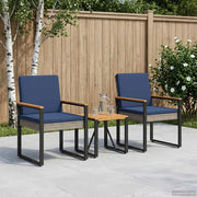 Set di Mobili da Esterno 3 pcs Grigio e Blu Navy polyrattan 42025334