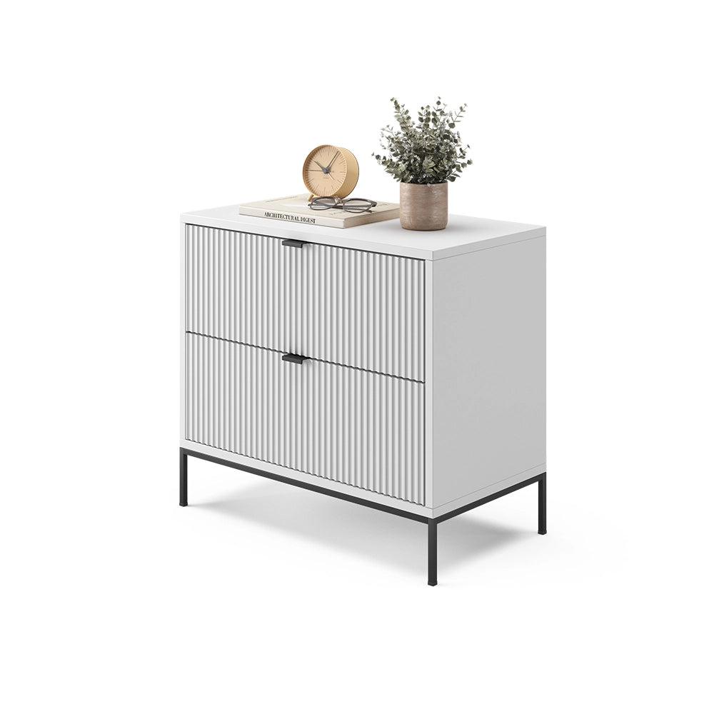 Vicco Comodino Bianco 66 x 60 cm con 2 cassetti