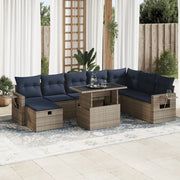 Set Divani Giardino 9 pz con Cuscini Grigio Polyrattan Acacia 3327881