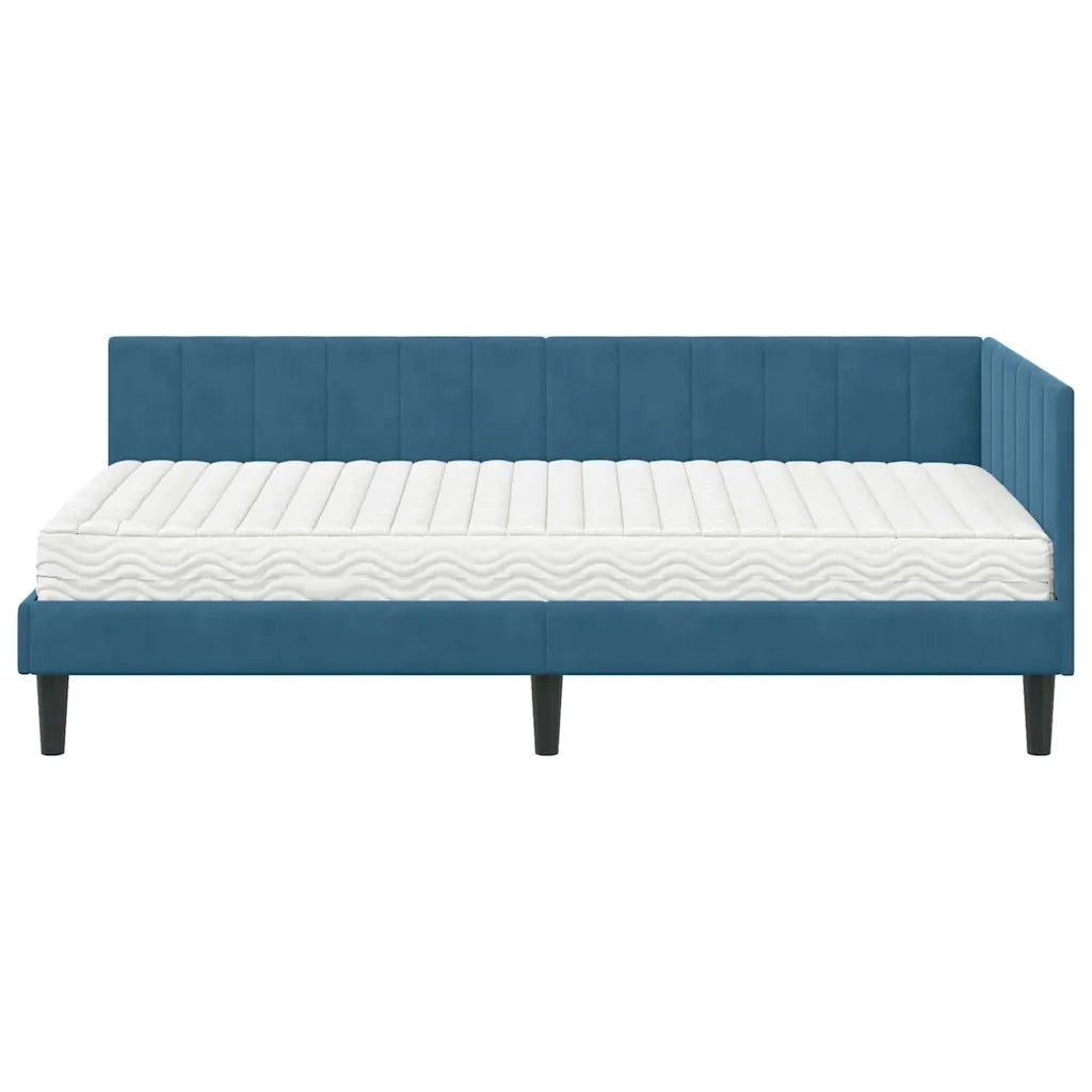Struttura Letto Angolare con Materasso 2 pcs Blu Velluto 3393887