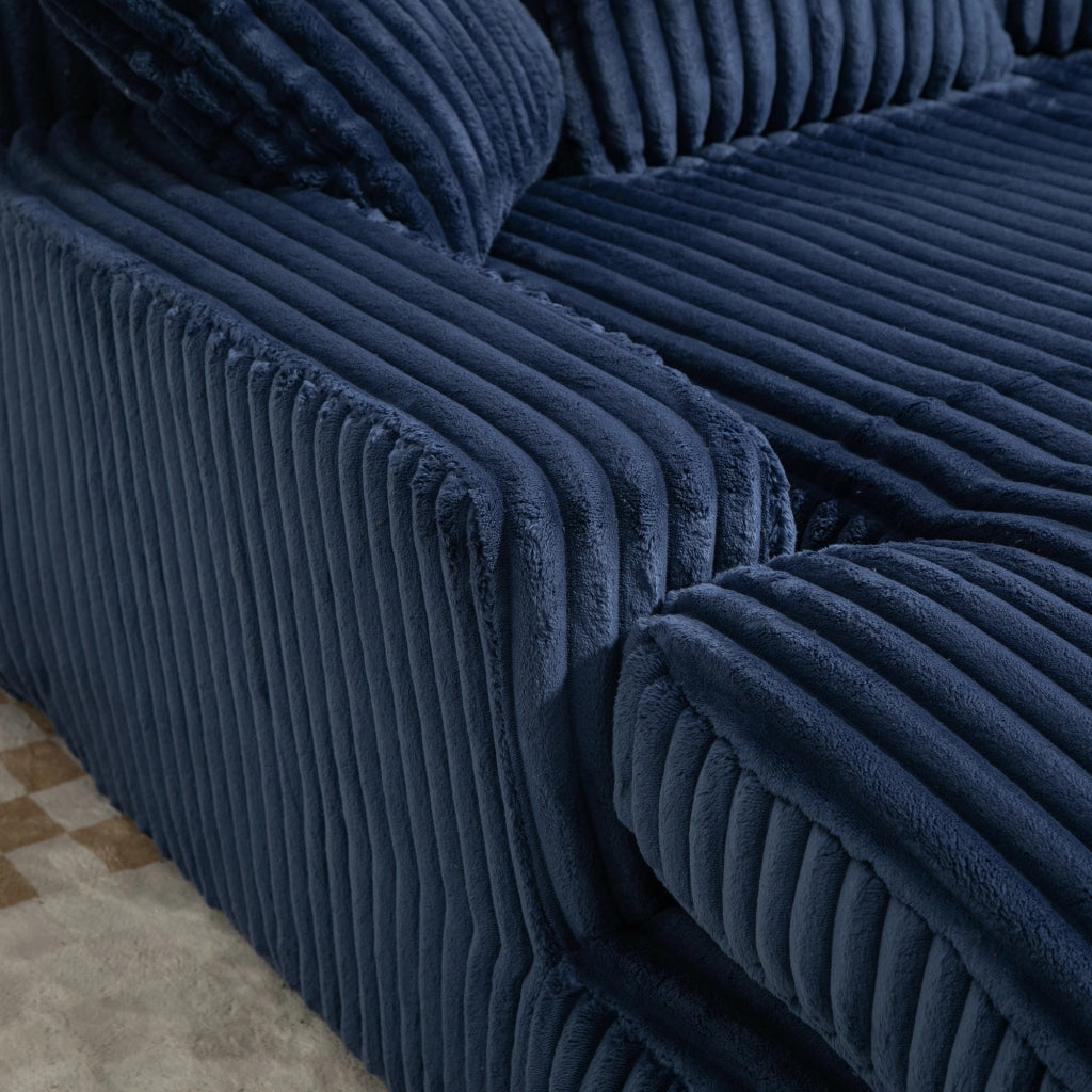 Divano letto moderno - Zephmum- 3 cuscini morbidi blu marino