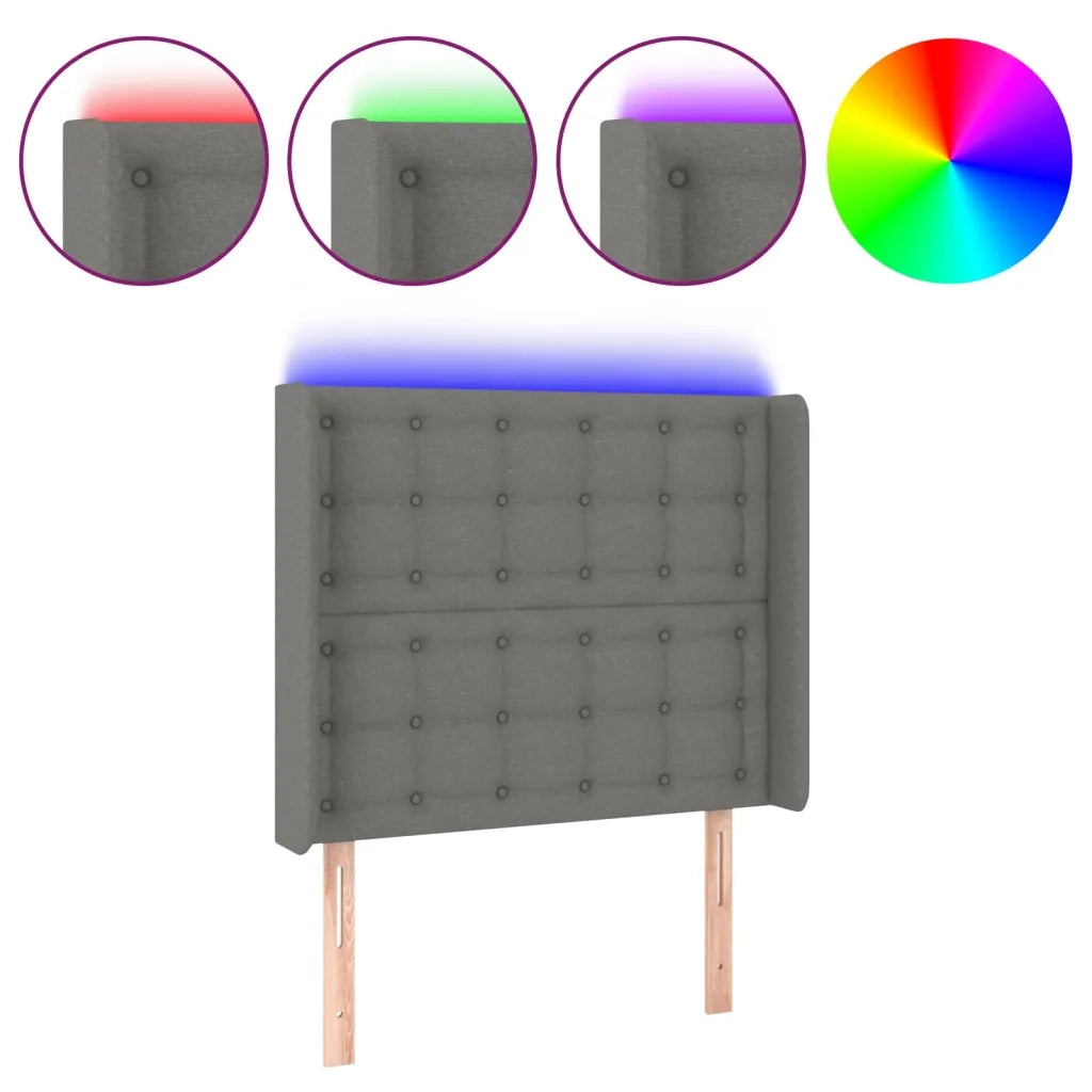 Testiera a LED GrigioScuro 103x16x118/128cm inTessuto 3124473