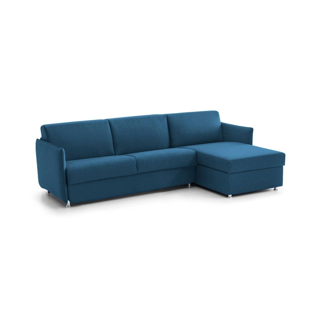 Sumirago, Divano Letto con Penisola Sfoderabile Made in Italy, 260x160 cm blu