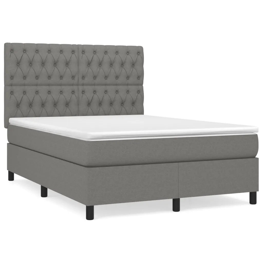 Giroletto a Molle con Materasso Grigio Scuro 140x200cm Tessuto 3142018