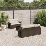 Set Divano da Giardino 6 pz con Cuscini Marrone in Polyrattan 3219902