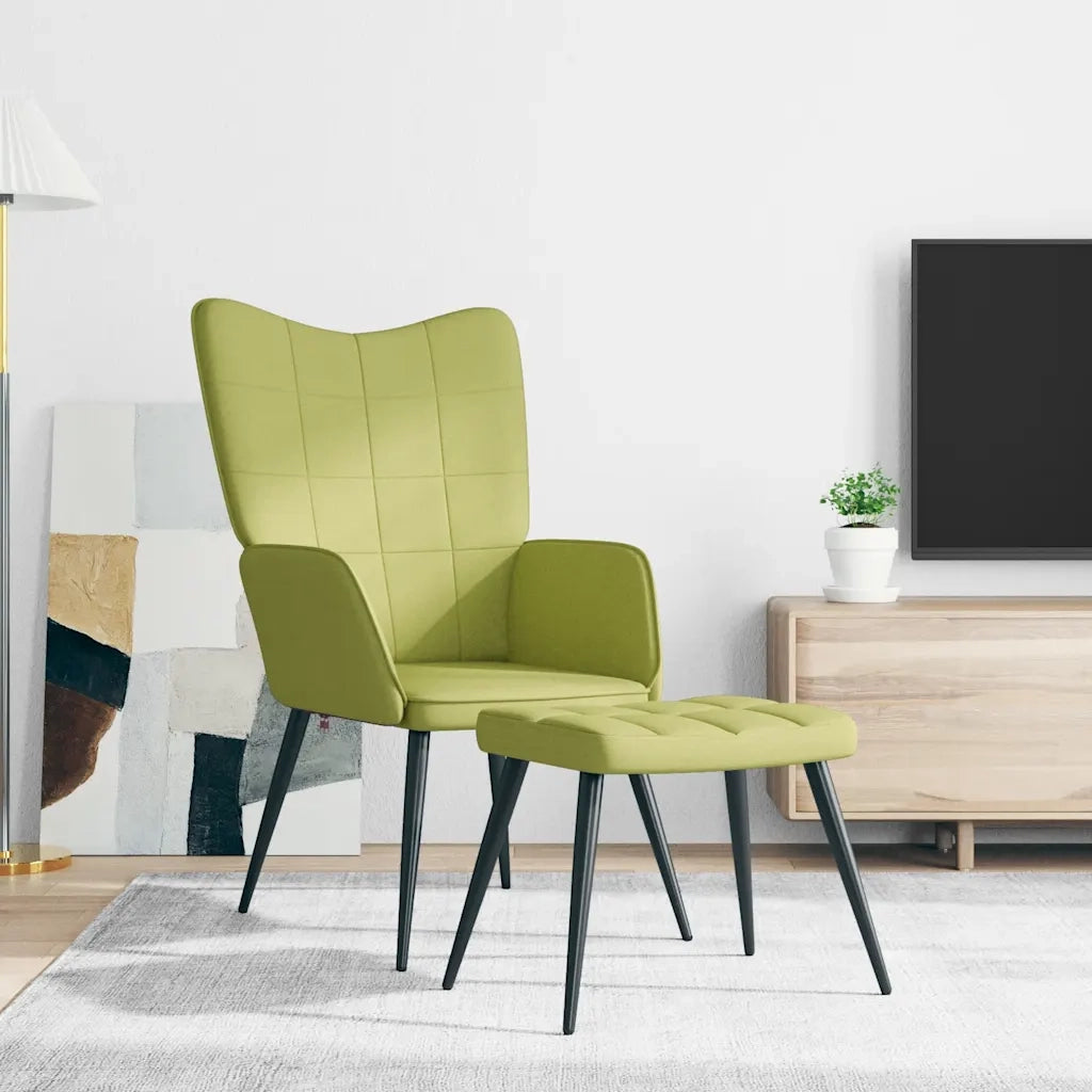 Sedia Relax con Sgabello Verde in Tessuto 327957