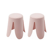 Set 2 sgabelli impilabili in bouclé, rosa