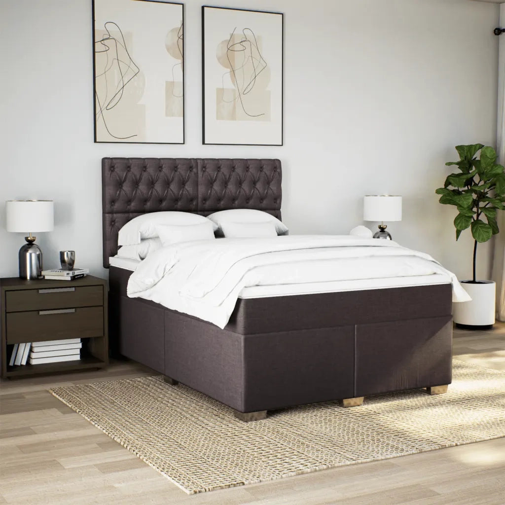 Giroletto a Molle con Materasso Marrone Scuro 160x200cm Tessuto 3290549