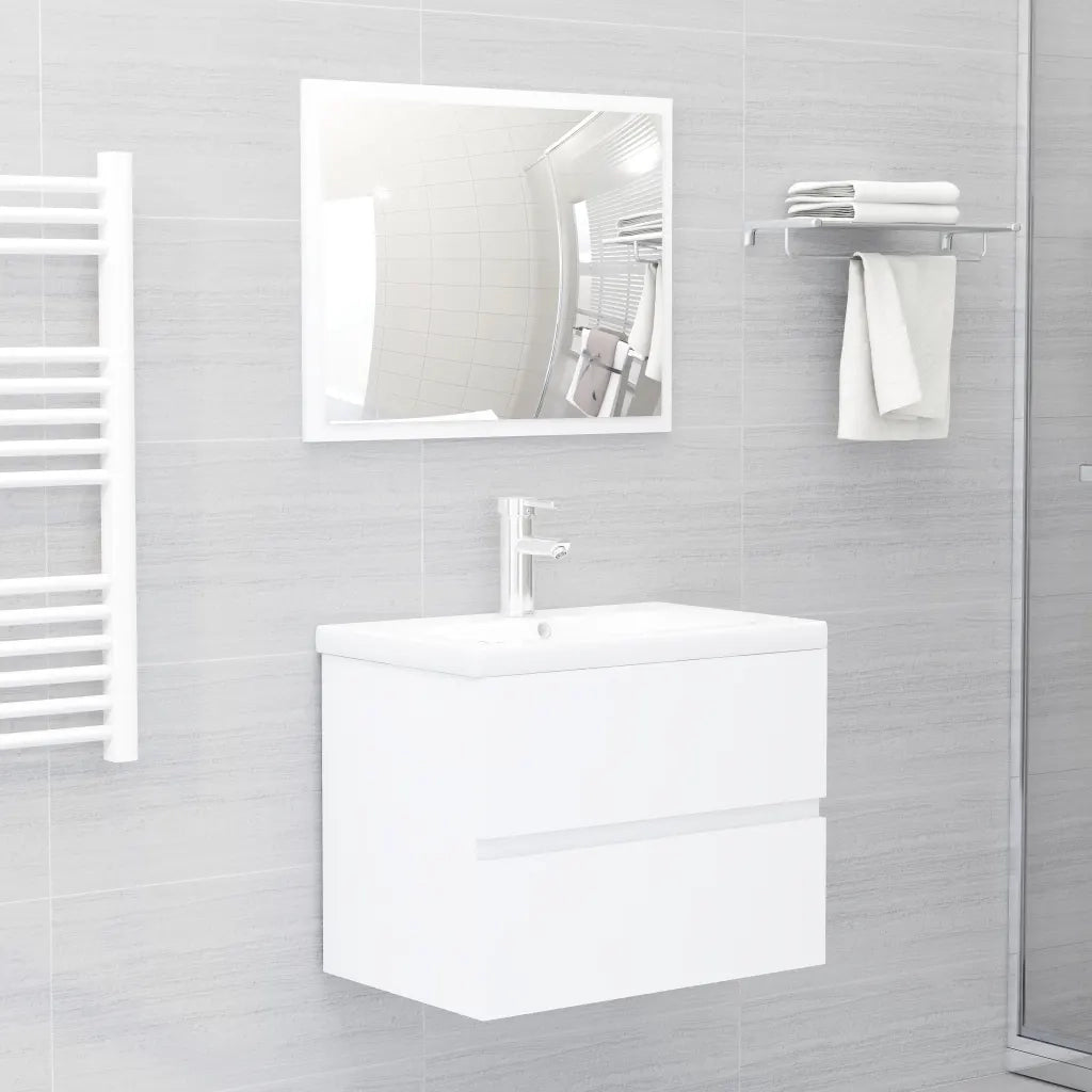 Mobile Lavabo-Armadietto da bagno Bianco 60x38,5x45 cm in Legno Multistrato