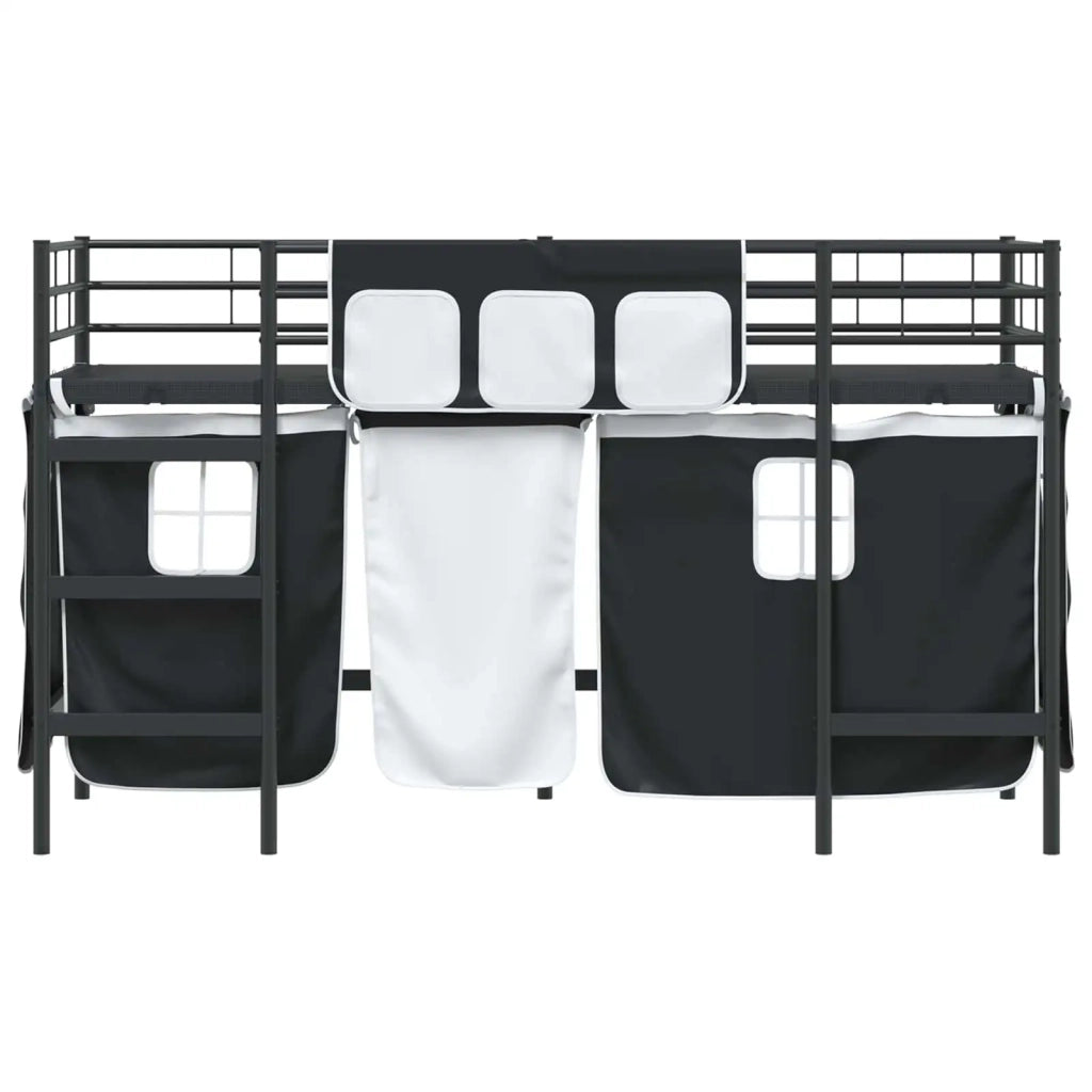 Struttura del Letto Loft per Bambini con Tendine-Giroletto per bambini Nero 307672