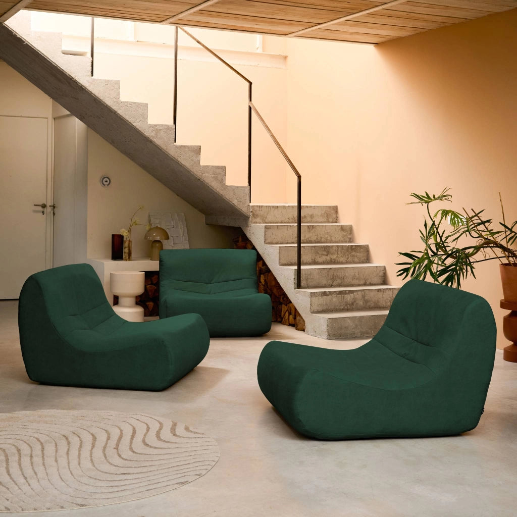 Divano modulare in velluto, 3 posti, verde