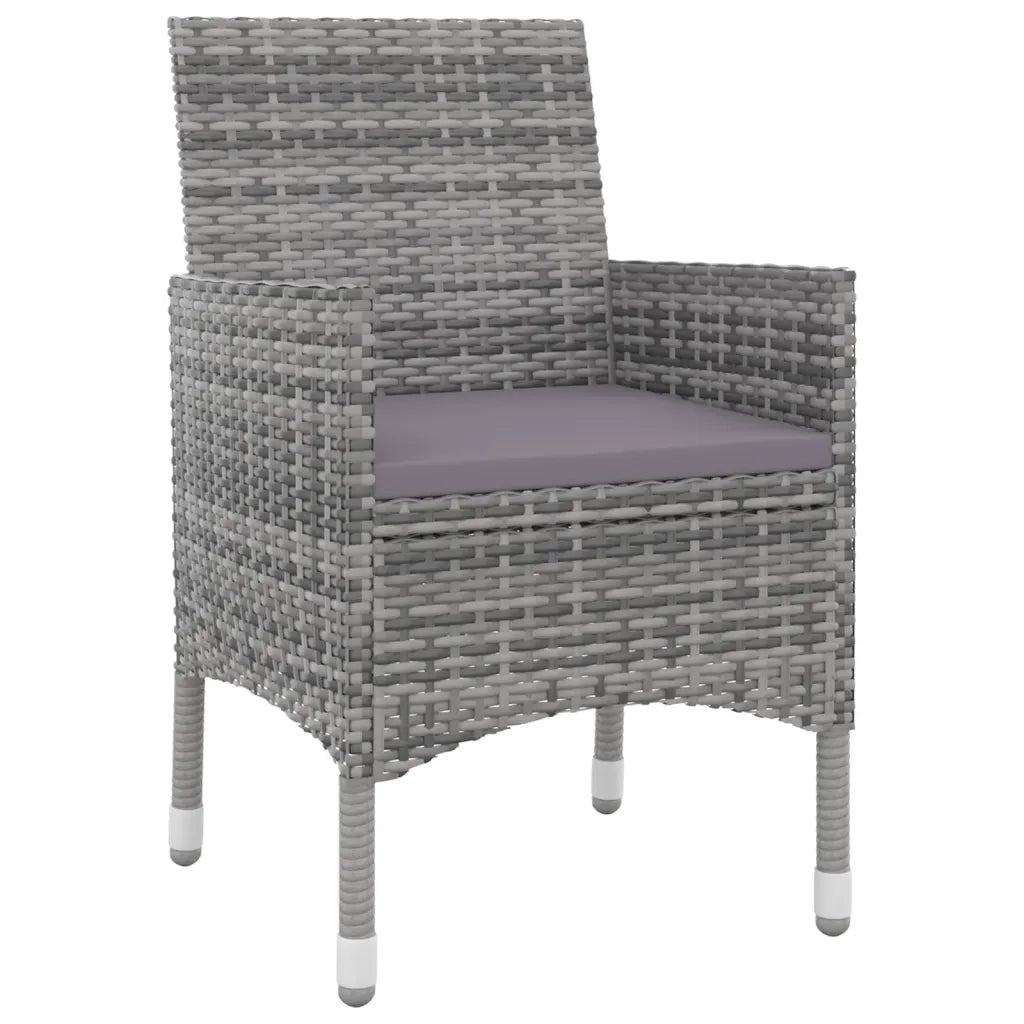 Set da Pranzo per Giardino 5 pz con Cuscini Polyrattan e Vetro 3099741
